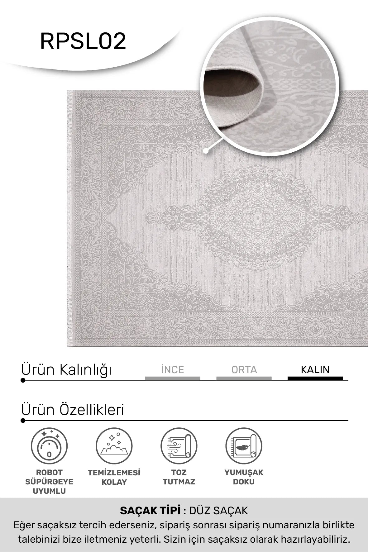 Ekru ve Gri Madalyonlu Klasik Halı