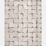 Bej ve Antrasit Geometrik Desenli Pamuk Halı - RPON01