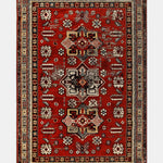 Kırmızı ve Siyah Geometrik Saçaklı Kilim - RPKU02