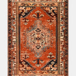 Kiremit Çiçek Motifli Vintage Saçaklı Kilim - RPKU03