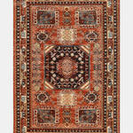 Kiremit ve Siyah Yıldız Motifli Saçaklı Kilim - RPKU04