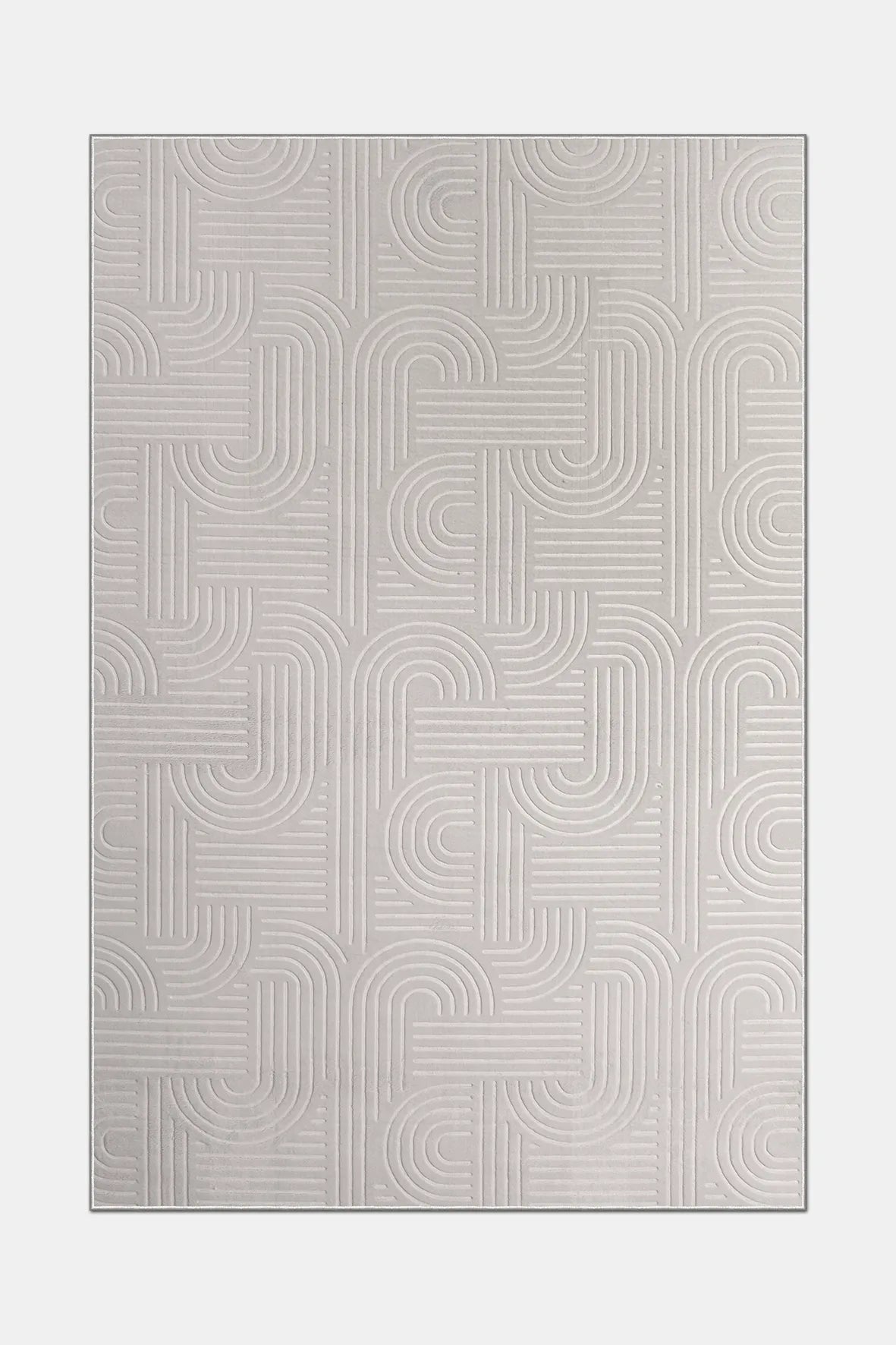 Gri Kabartma Geometrik Desenli Yıkanabilir Halı