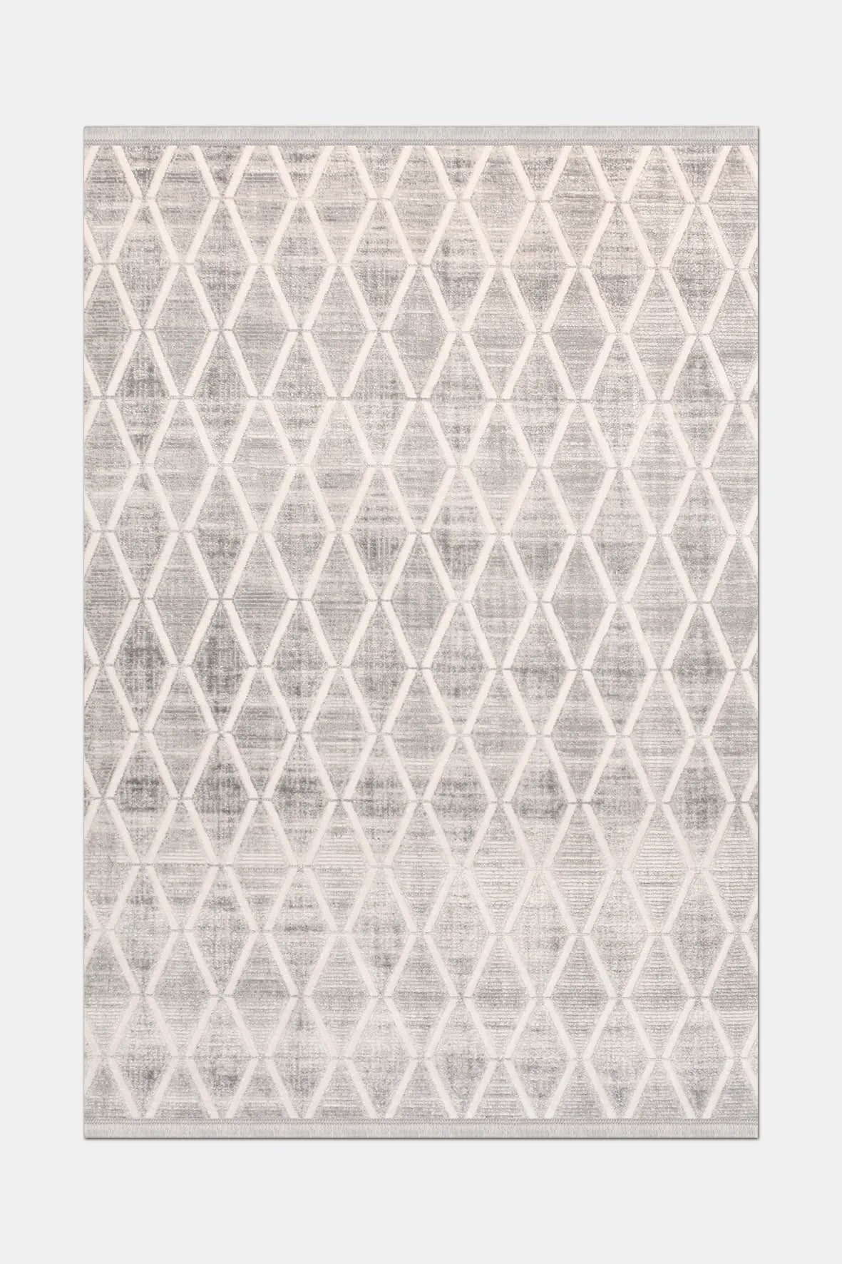 Gri ve Beyaz Geometrik Altıgen Desenli Halı