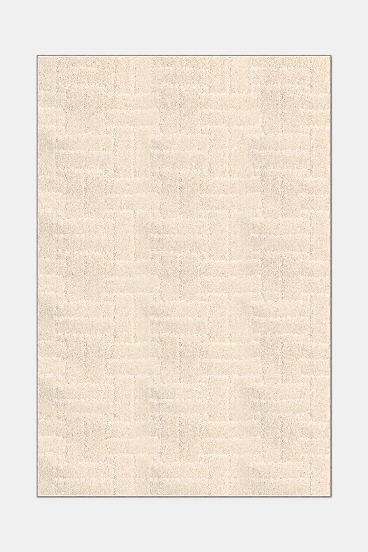 Krem Balıksırtı Kabartma Desenli Halı