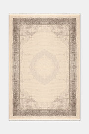 Vizon ve Kahve Damask Desenli Saçaklı Halı