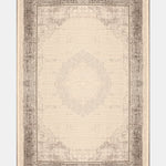 Vizon ve Kahve Damask Desenli Saçaklı Halı - RPOK02