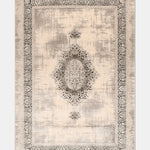 Bej ve Gri Damask Desenli Saçaklı Halı - RPOK03