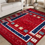 Kırmızı ve Lacivert Bordürlü Etnik Kilim - RPSN01
