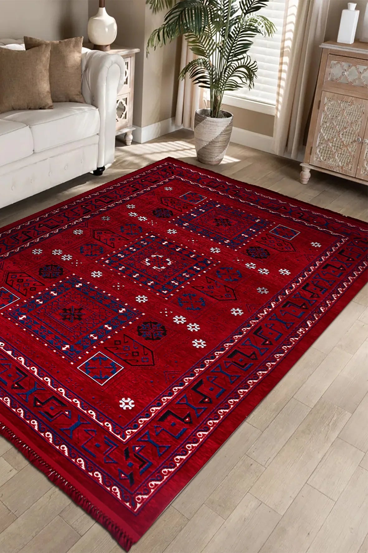 Kırmızı Geleneksel Göbekli Kilim