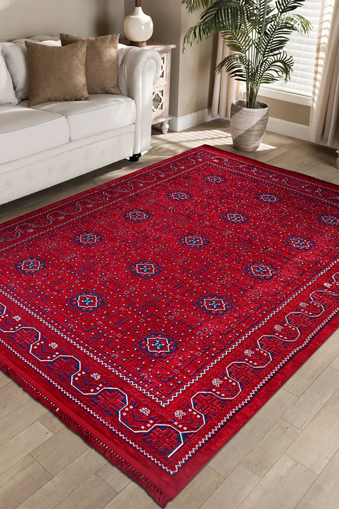Kırmızı Etnik Motifli Kilim