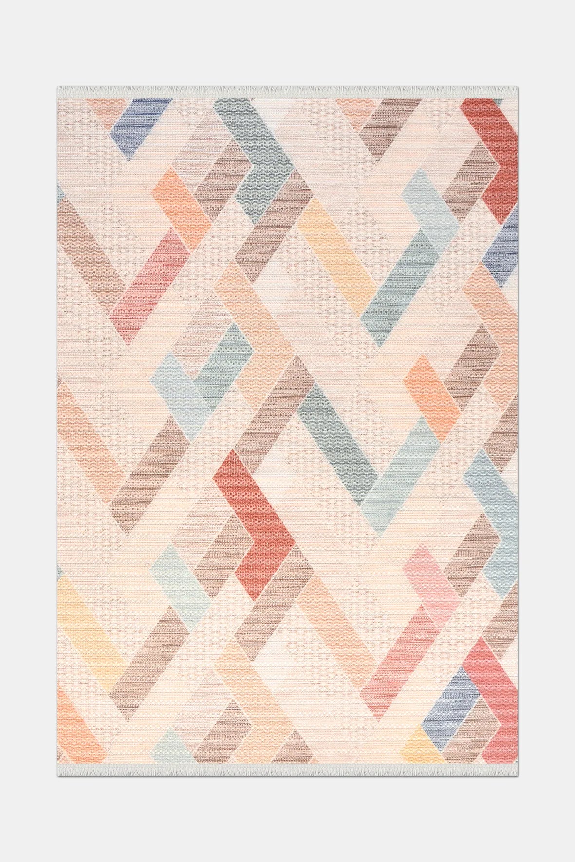 Pastel Renkli Geometrik Desenli Halı