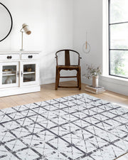 Beyaz ve Siyah Kafes Desenli Halı