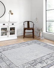 Açık Gri Modern Minimalist Çerçeveli Halı