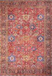 Kırmızı ve Lacivert Çiçekli Geleneksel Halı