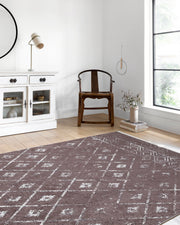 Kahverengi Geometrik Antika Benzersiz Vintage Halı - Pera Halı