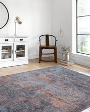 Antrasit Gri Turuncu Detaylı Modern Halıs