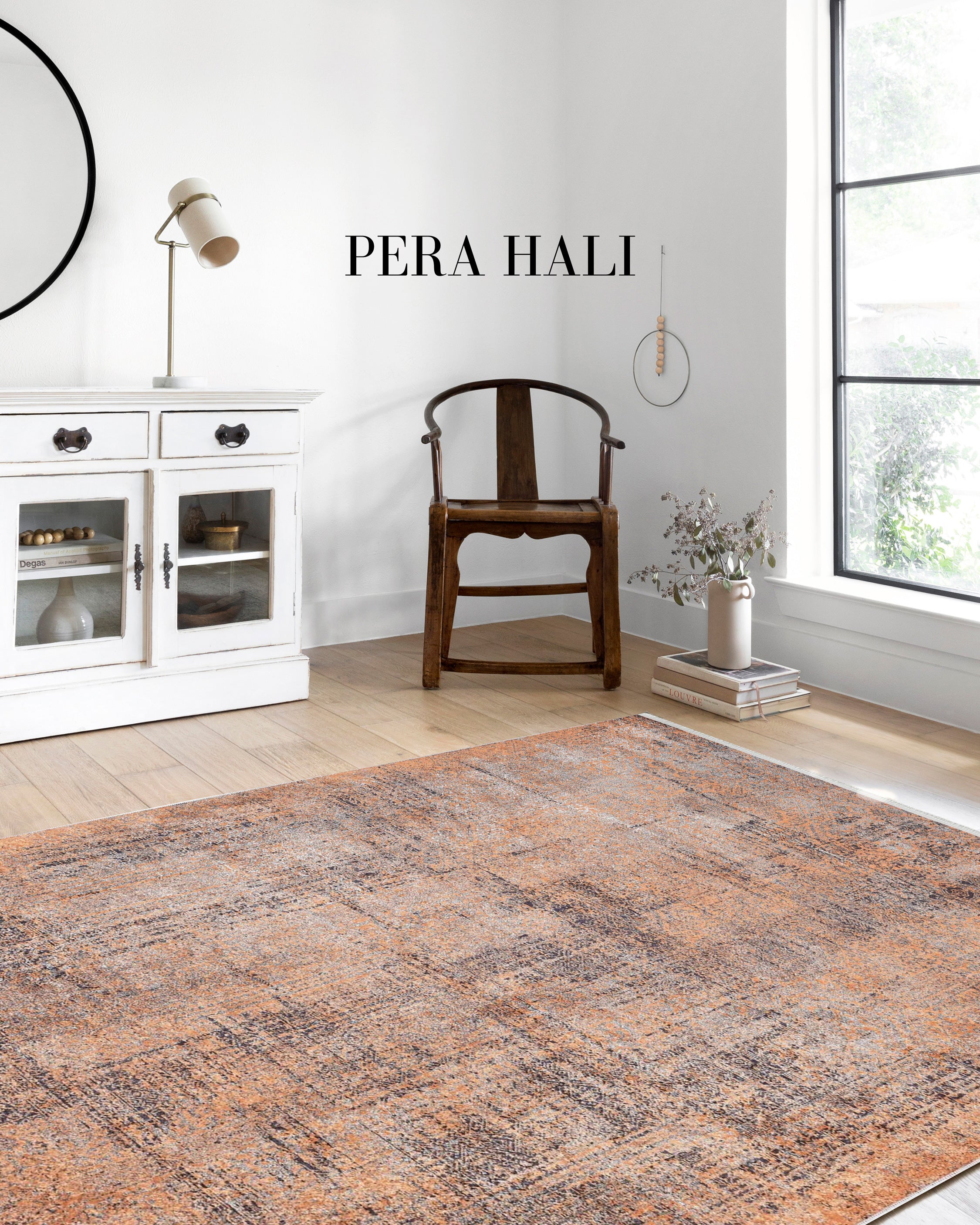 Turuncu Toprak Tonları Eskitme Halı