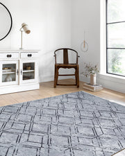 Gri Geometrik Vintage Antika Halı - Pera Halı