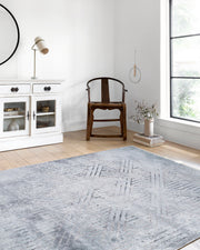 Blassrosa, cremebeige, geometrisch gemusterter Kelim-Teppich