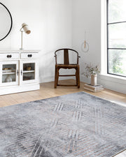 Blassrosa, cremebeige, geometrisch gemusterter Kelim-Teppich