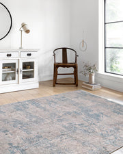 Bej Turkuaz Eskitme Desenli Halı