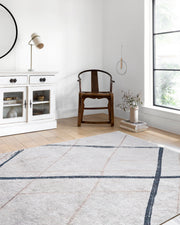 Bej Krem Siyah Fırça Darbeli Çizgili Halı