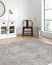 Blassrosa, cremebeige, geometrisch gemusterter Kelim-Teppich