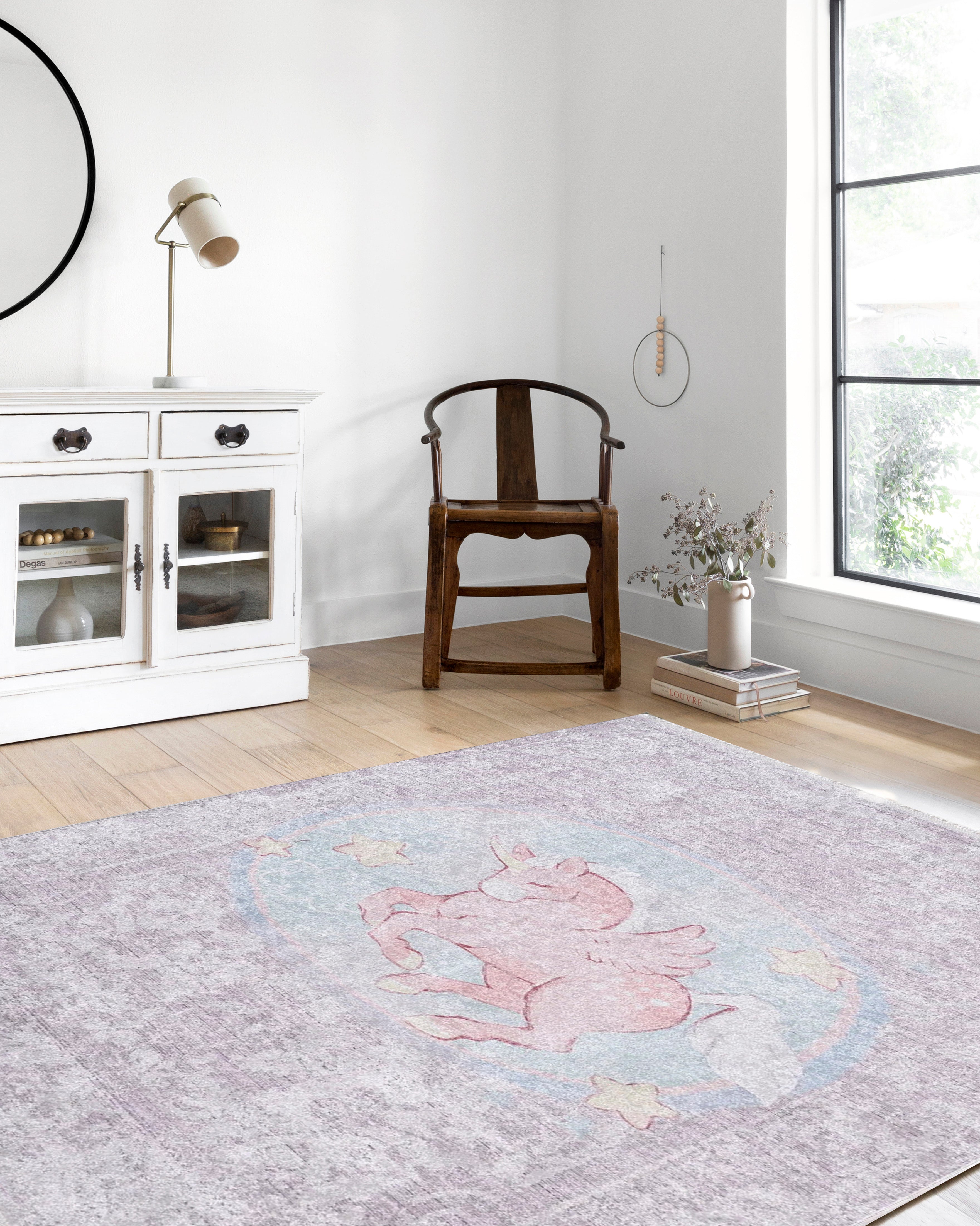 Kız Çocuk Odası Unicorn Desenli Halı