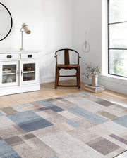 Çok Renkli Blok Desenli Modern Halı