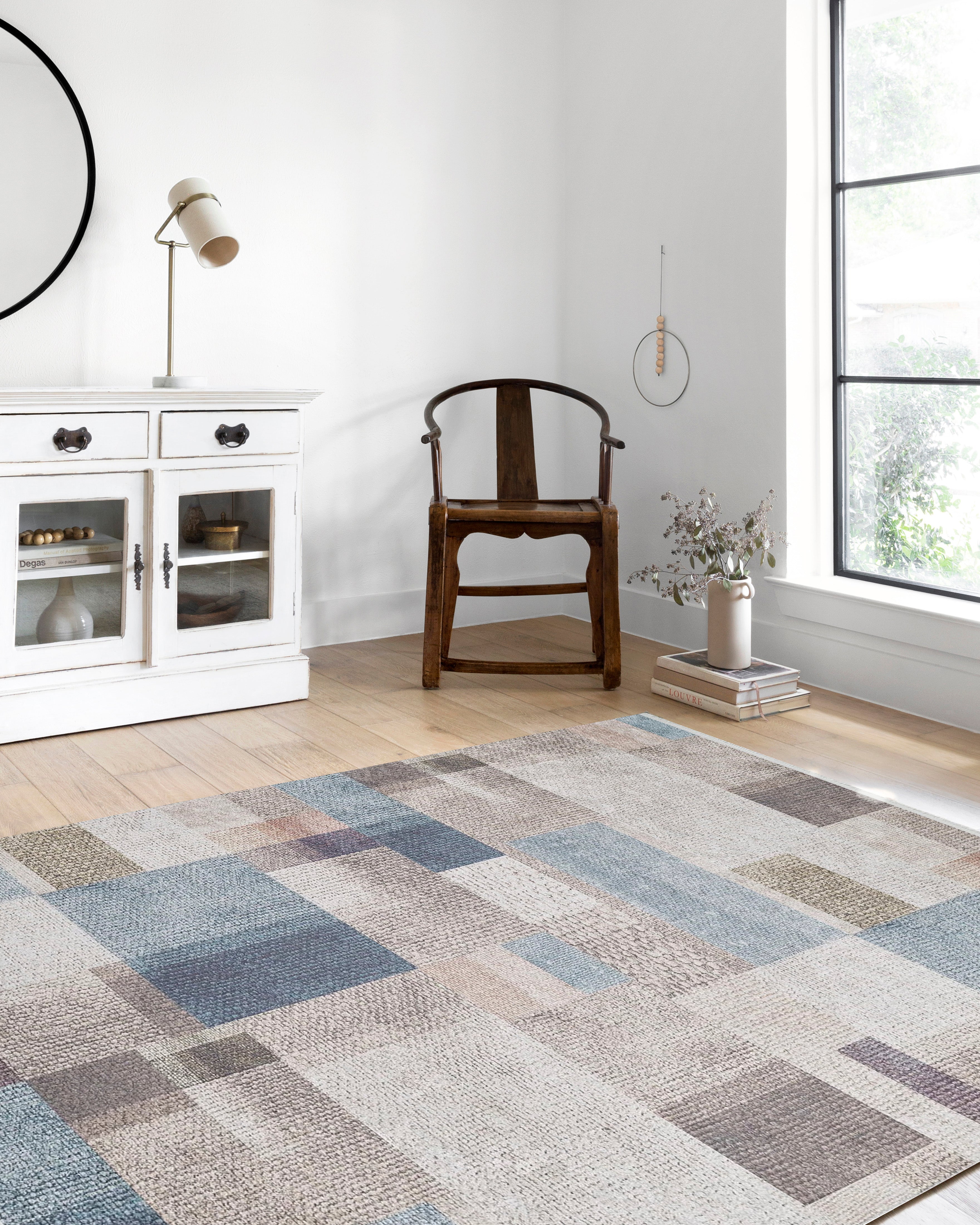 Çok Renkli Blok Desenli Modern Halı