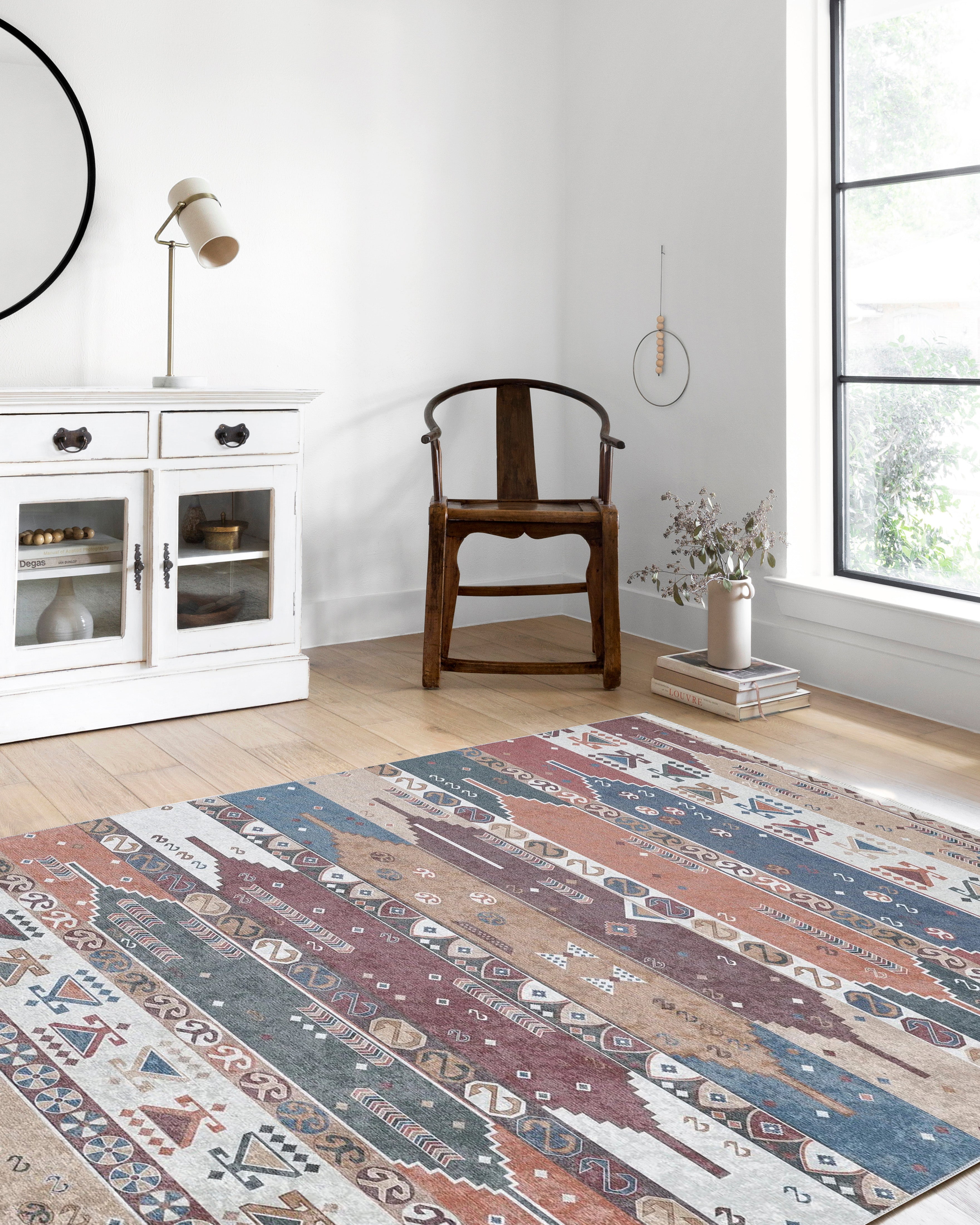 Renkli Geometrik Desenli Pastel Kilim Halı - Pera Halı