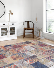 Blassrosa, cremebeige, geometrisch gemusterter Kelim-Teppich