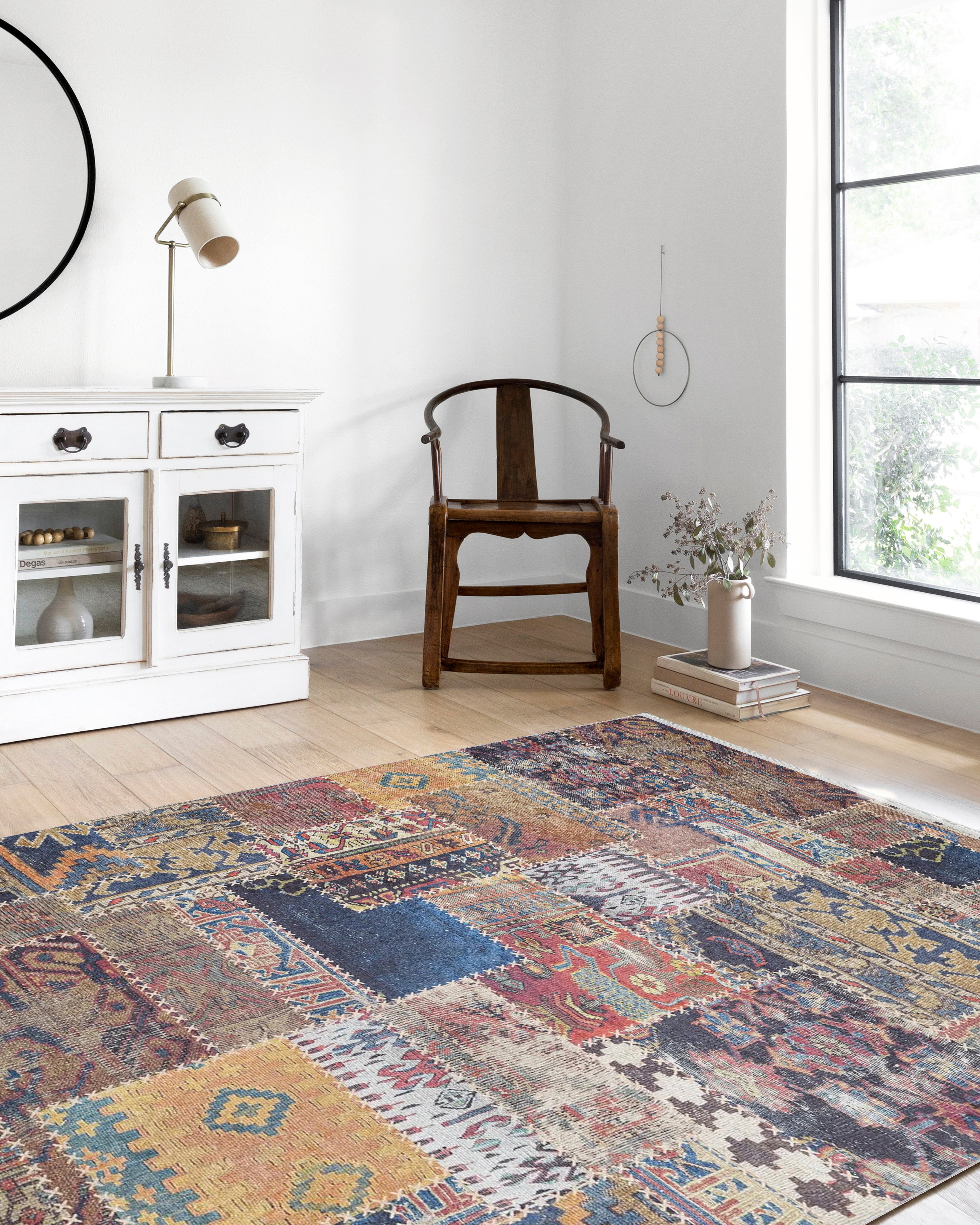 Çok Renkli Rustik Kilim Patchwork Görünümlü Halı