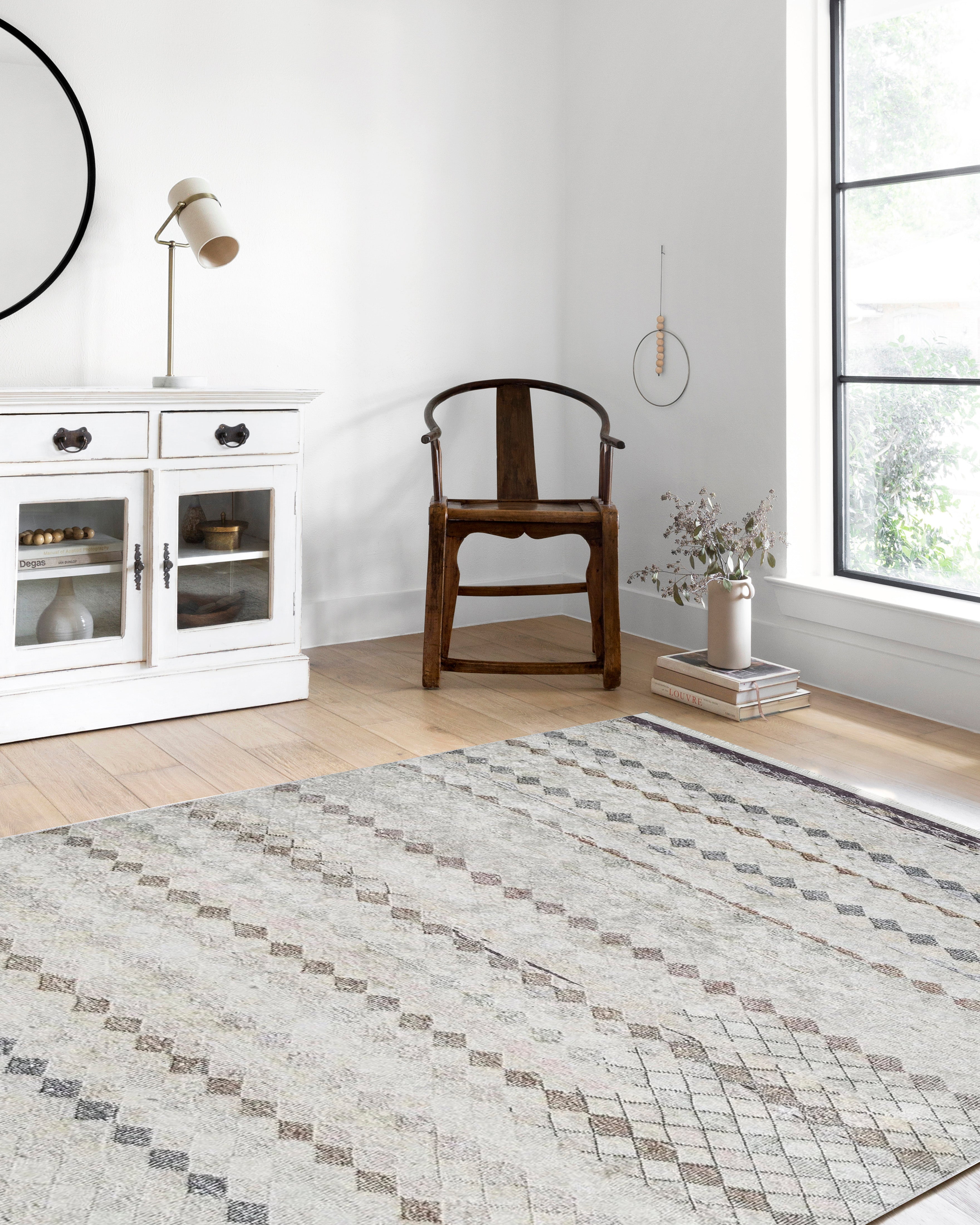 Bej Kahverengi Geometrik Antik Vintage Halı - Pera Halı