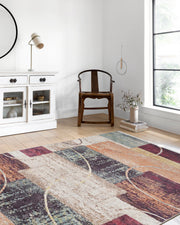 Çok Renkli Blok ve Daire Desenli Halı