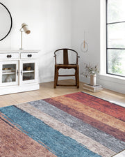 Blassrosa, cremebeige, geometrisch gemusterter Kelim-Teppich