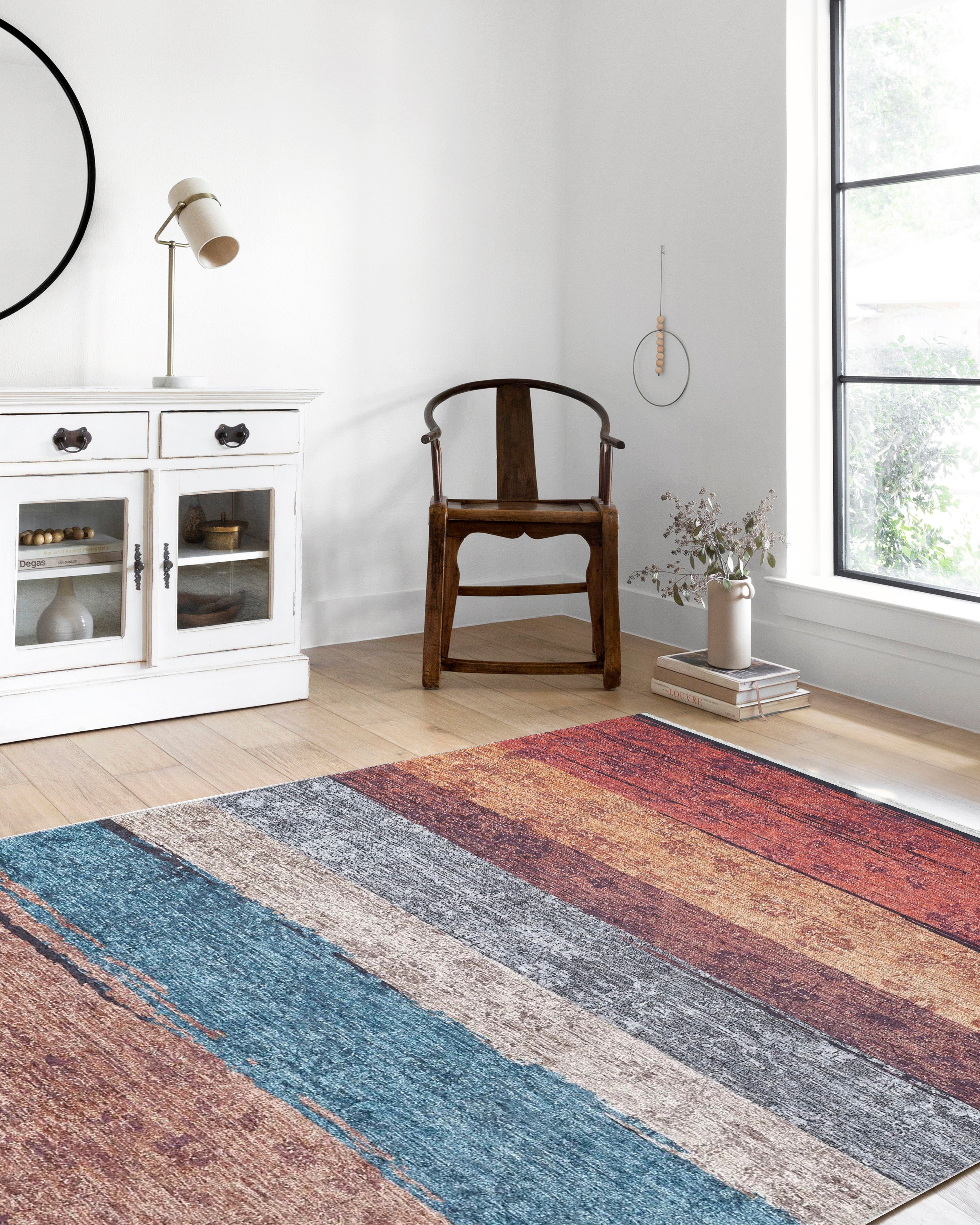 Blassrosa, cremebeige, geometrisch gemusterter Kelim-Teppich