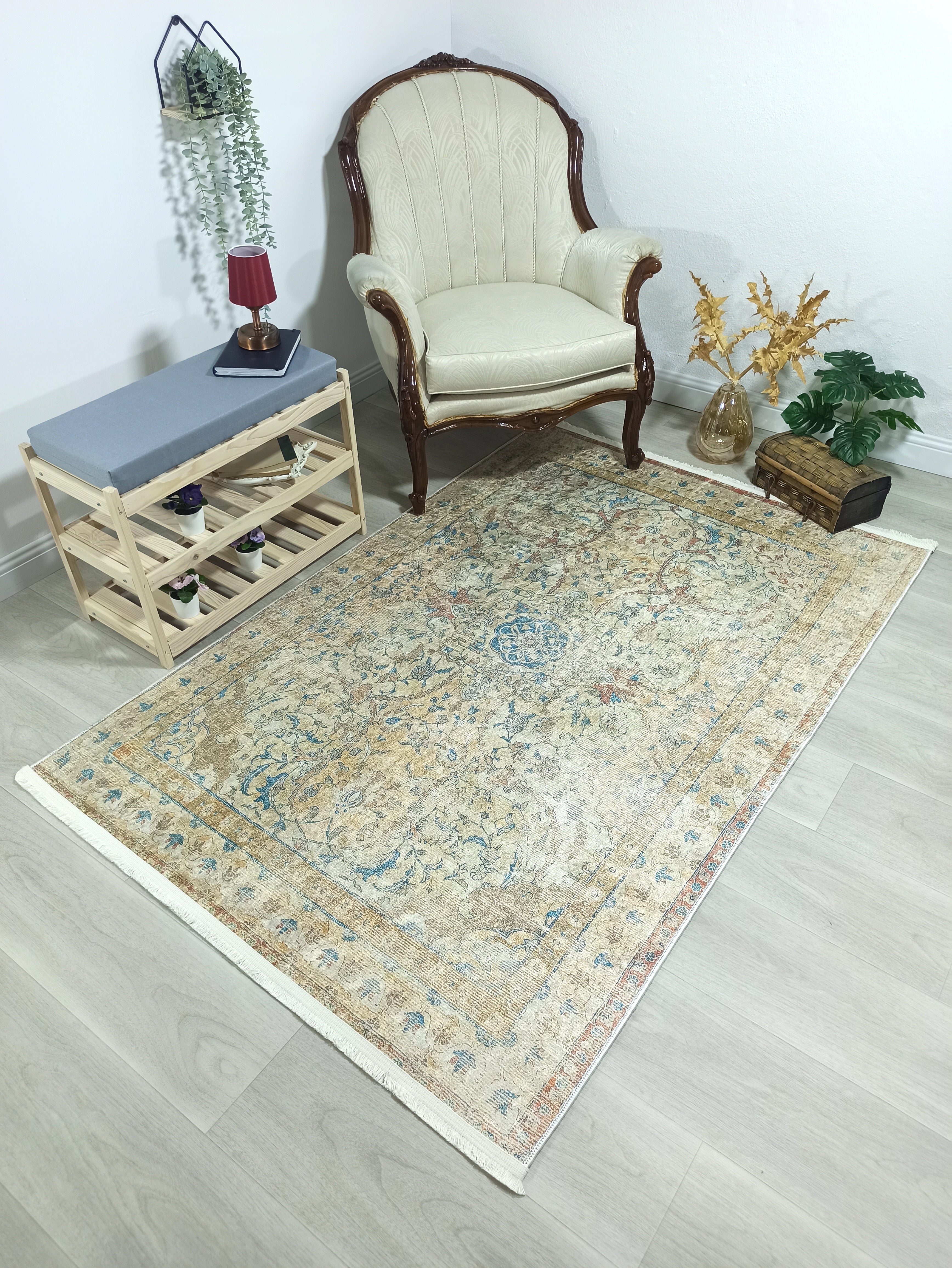 İran Bej Mavi Vintage Halı - Pera Halı