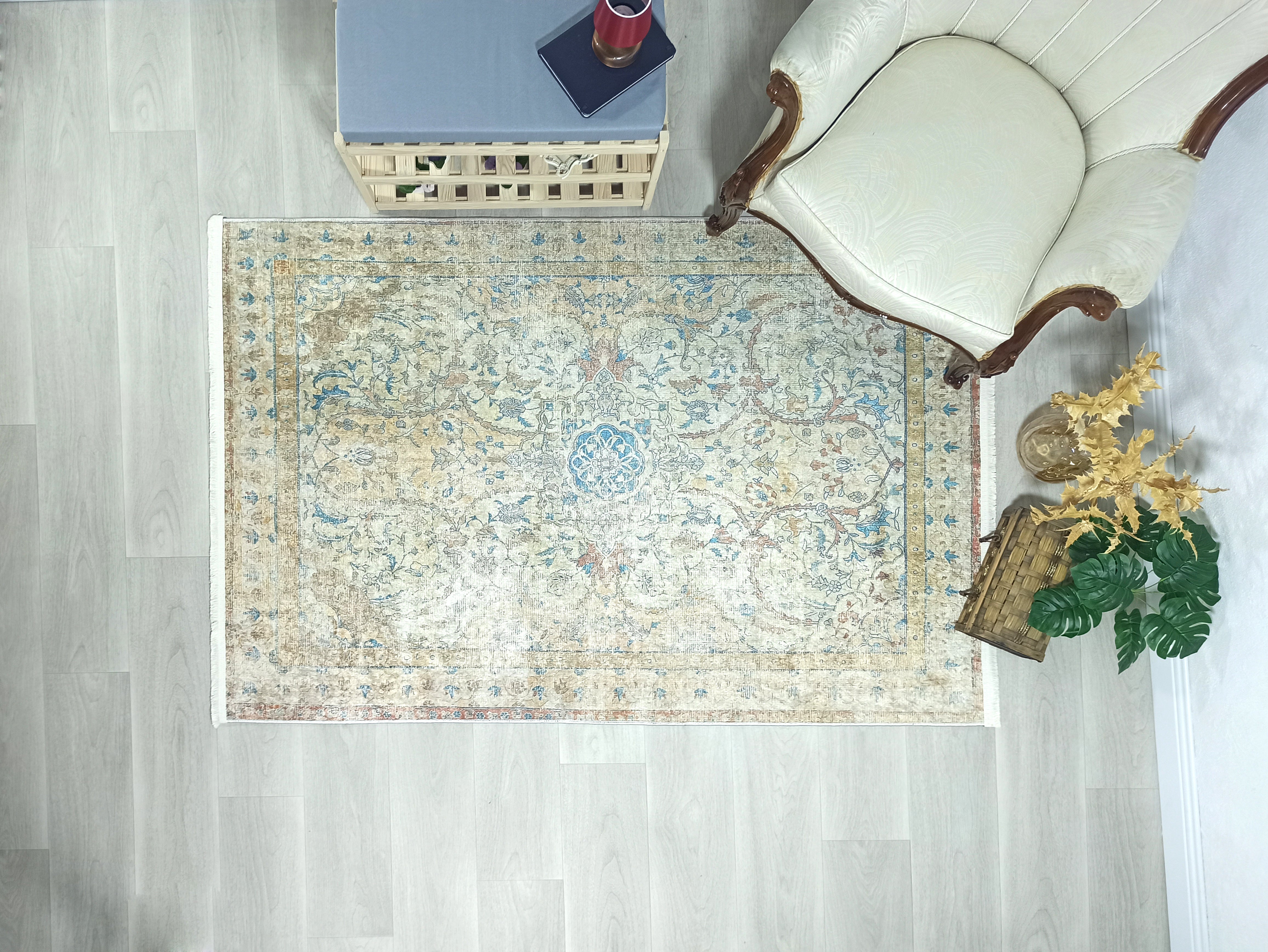 İran Bej Mavi Vintage Halı - Pera Halı