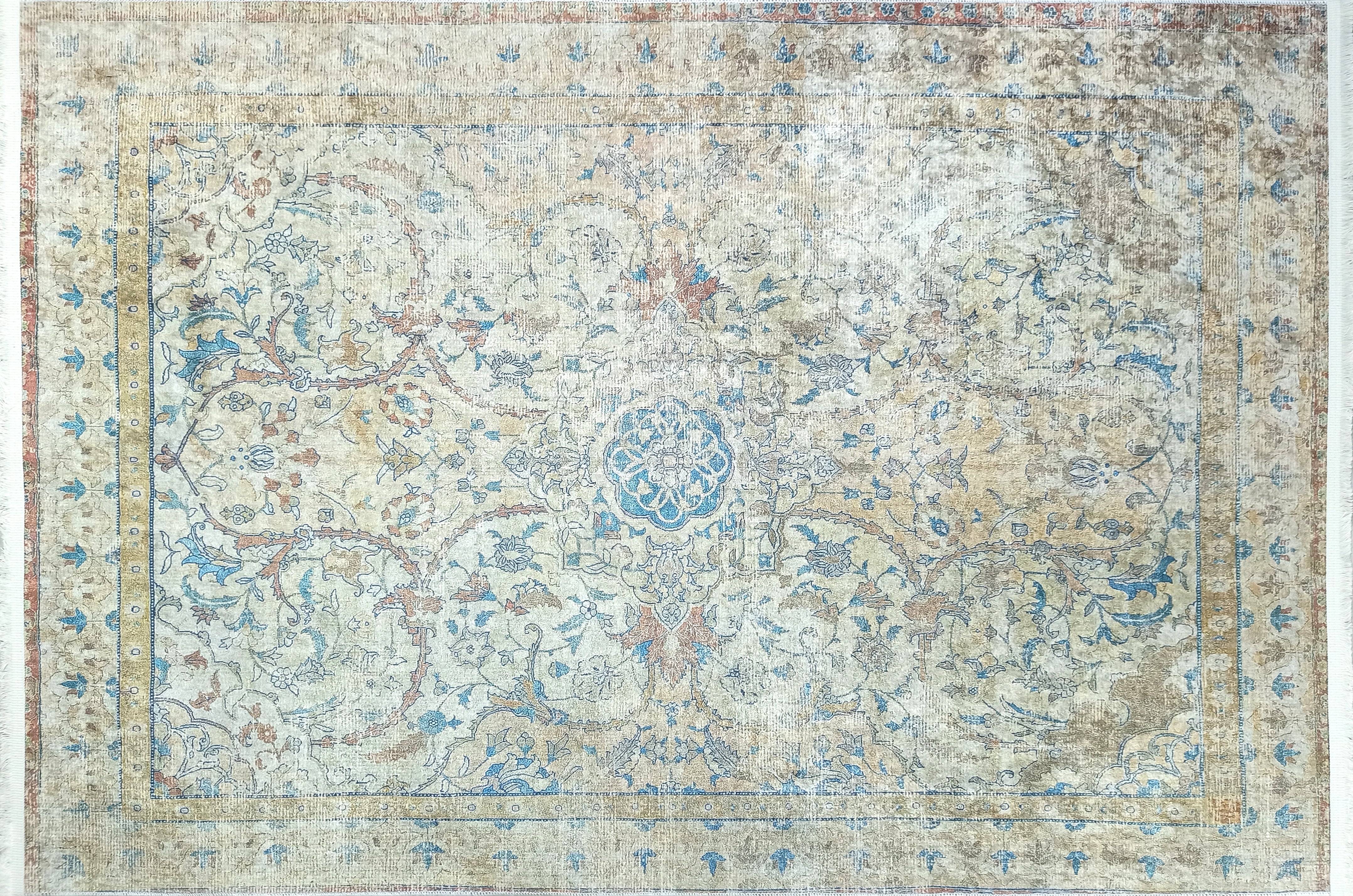 İran Bej Mavi Vintage Halı - Pera Halı