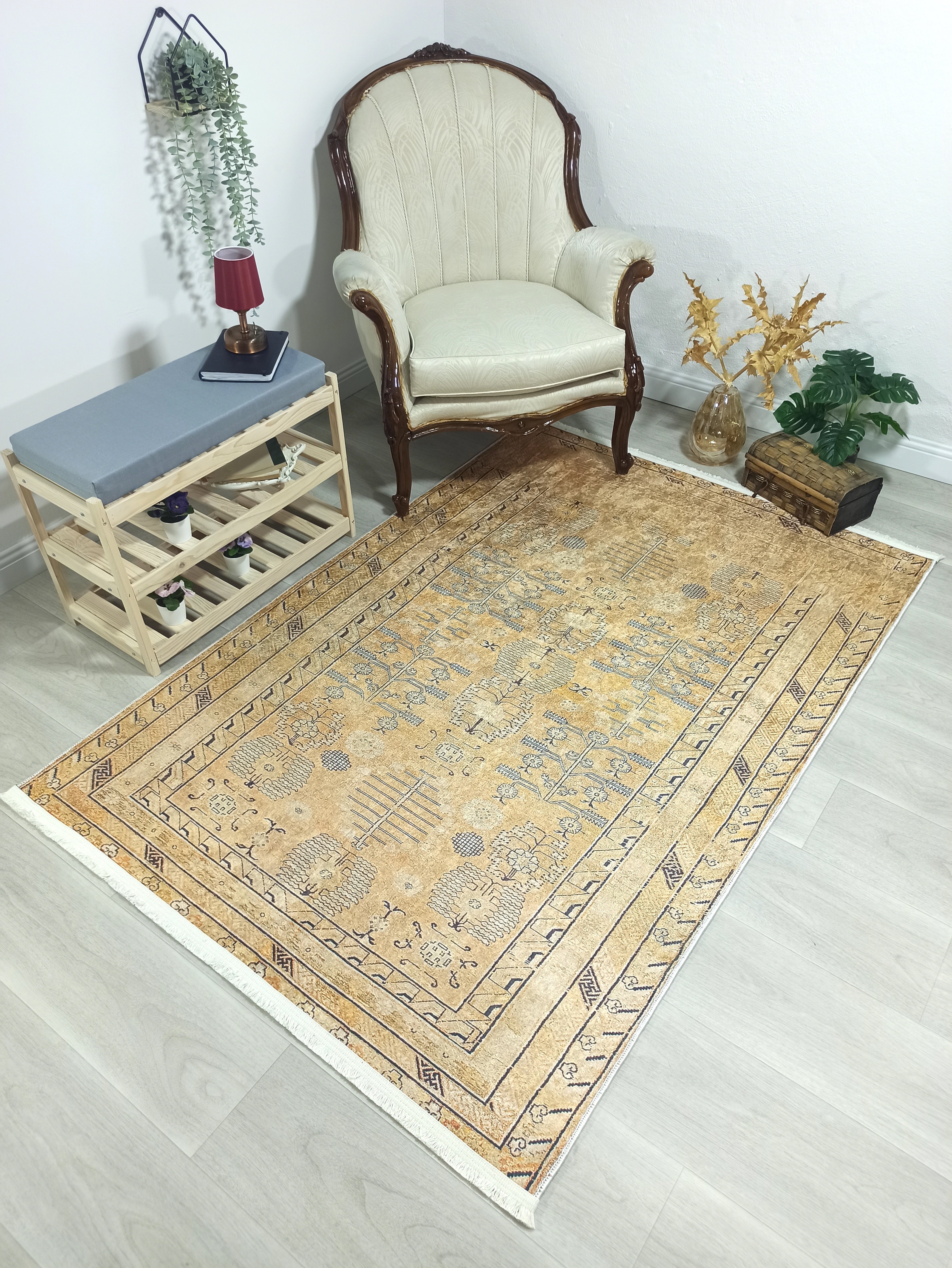 İran Bej Sarı Vintage Halı - Pera Halı