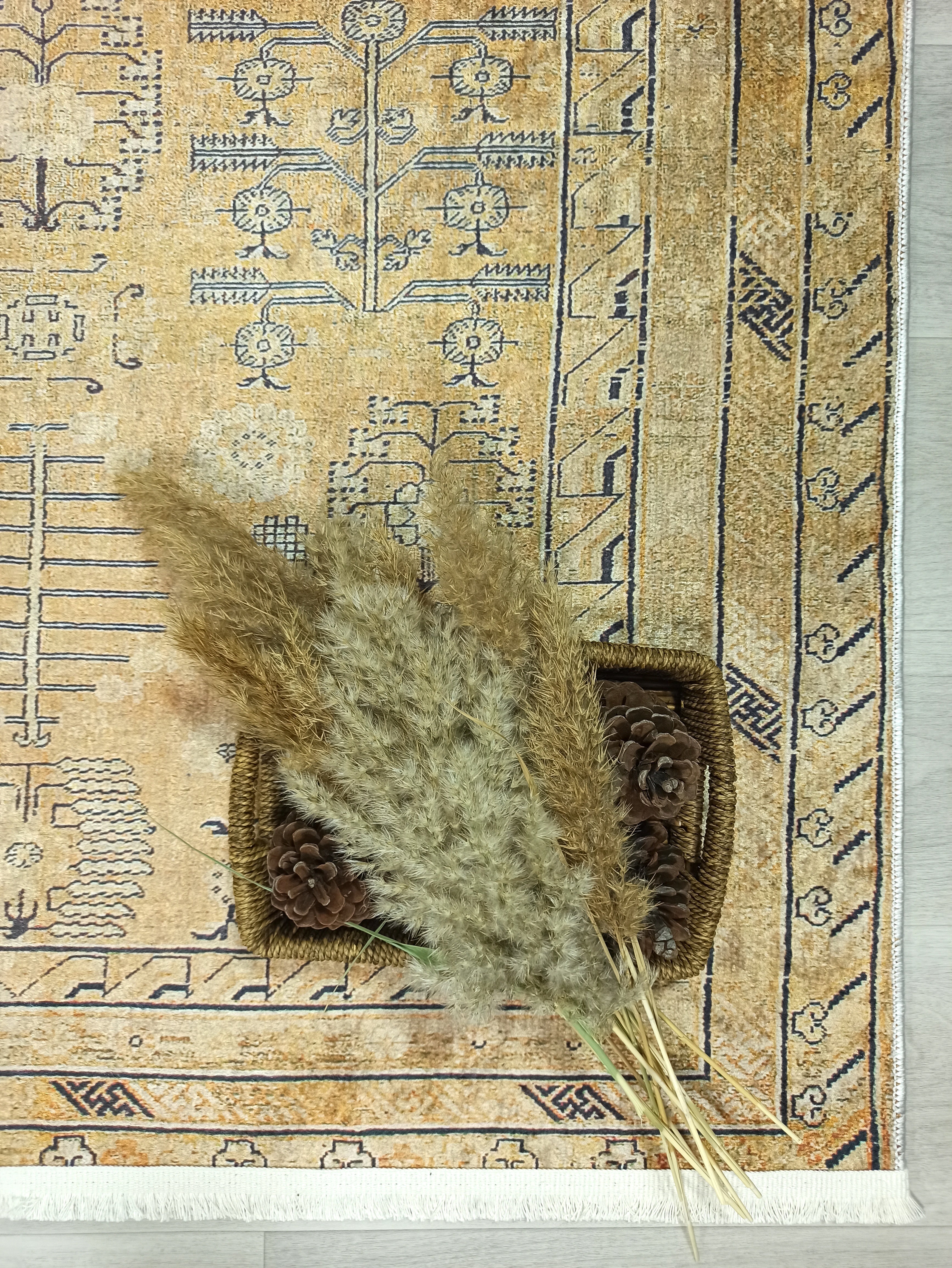 İran Bej Sarı Vintage Halı - Pera Halı