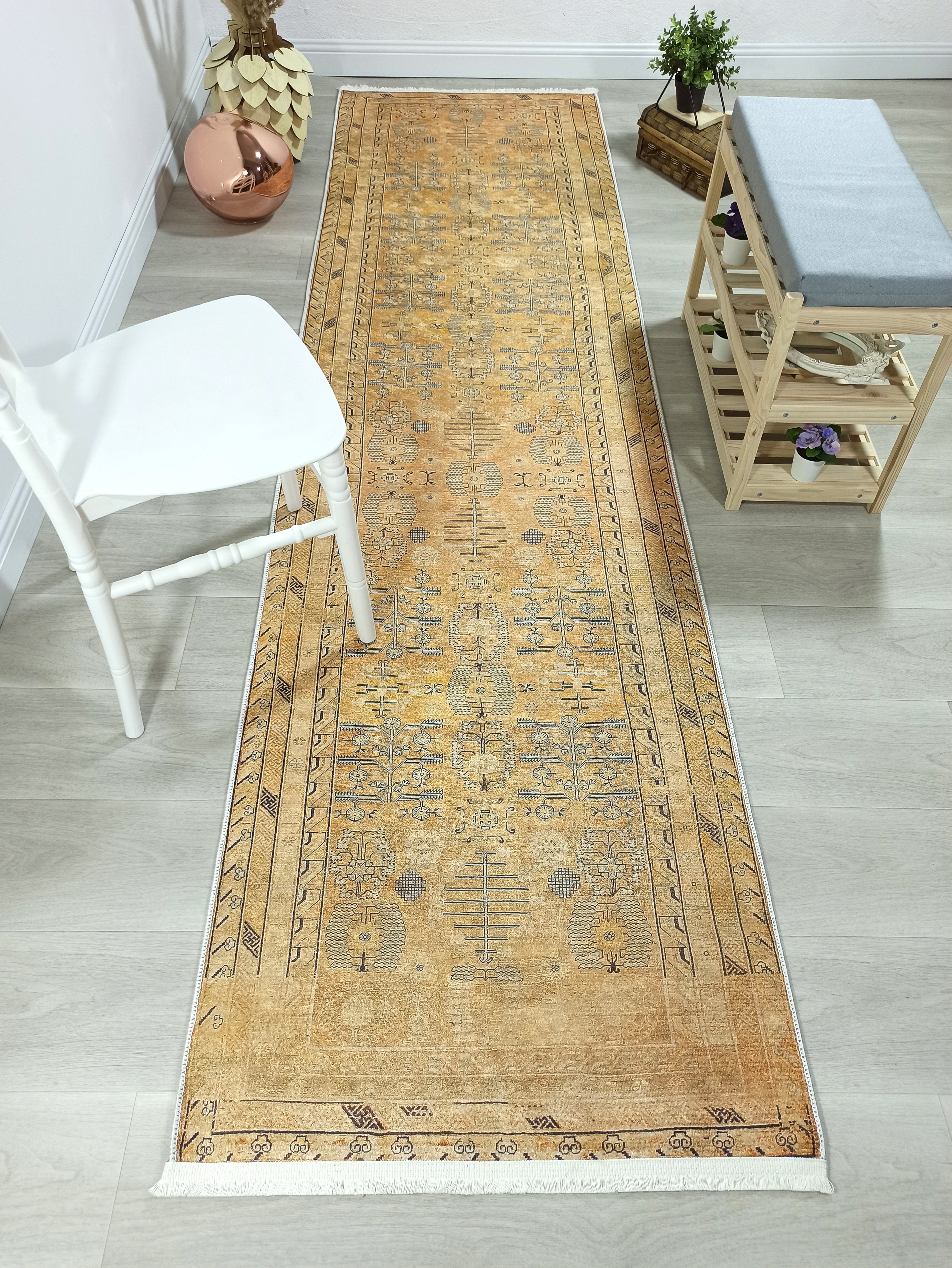 İran Bej Sarı Vintage Halı - Pera Halı
