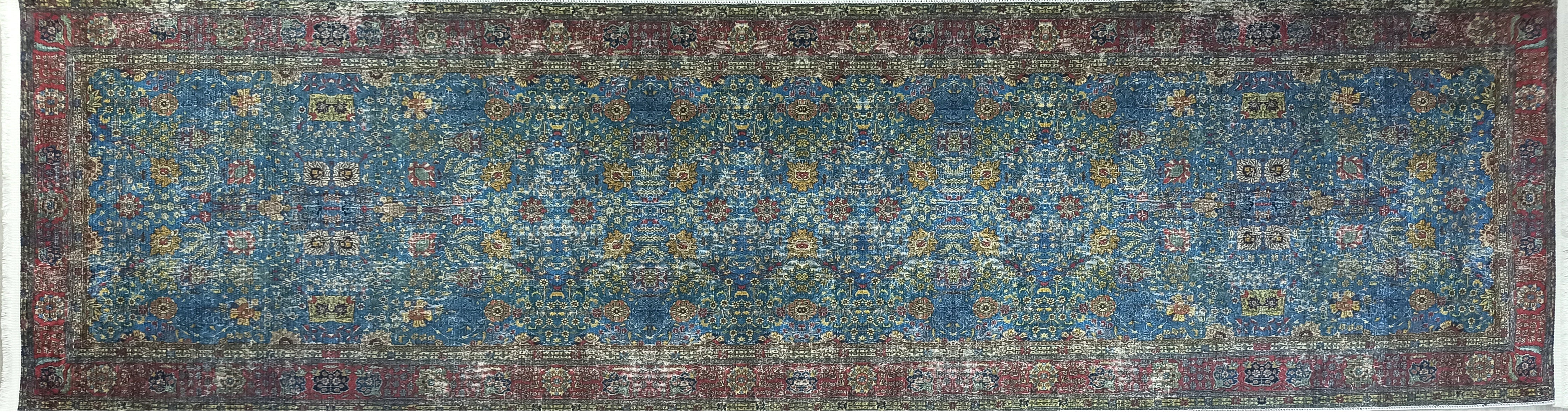 Uşak Mavi Kırmızı Vintage Kilim Halı - Pera Halı