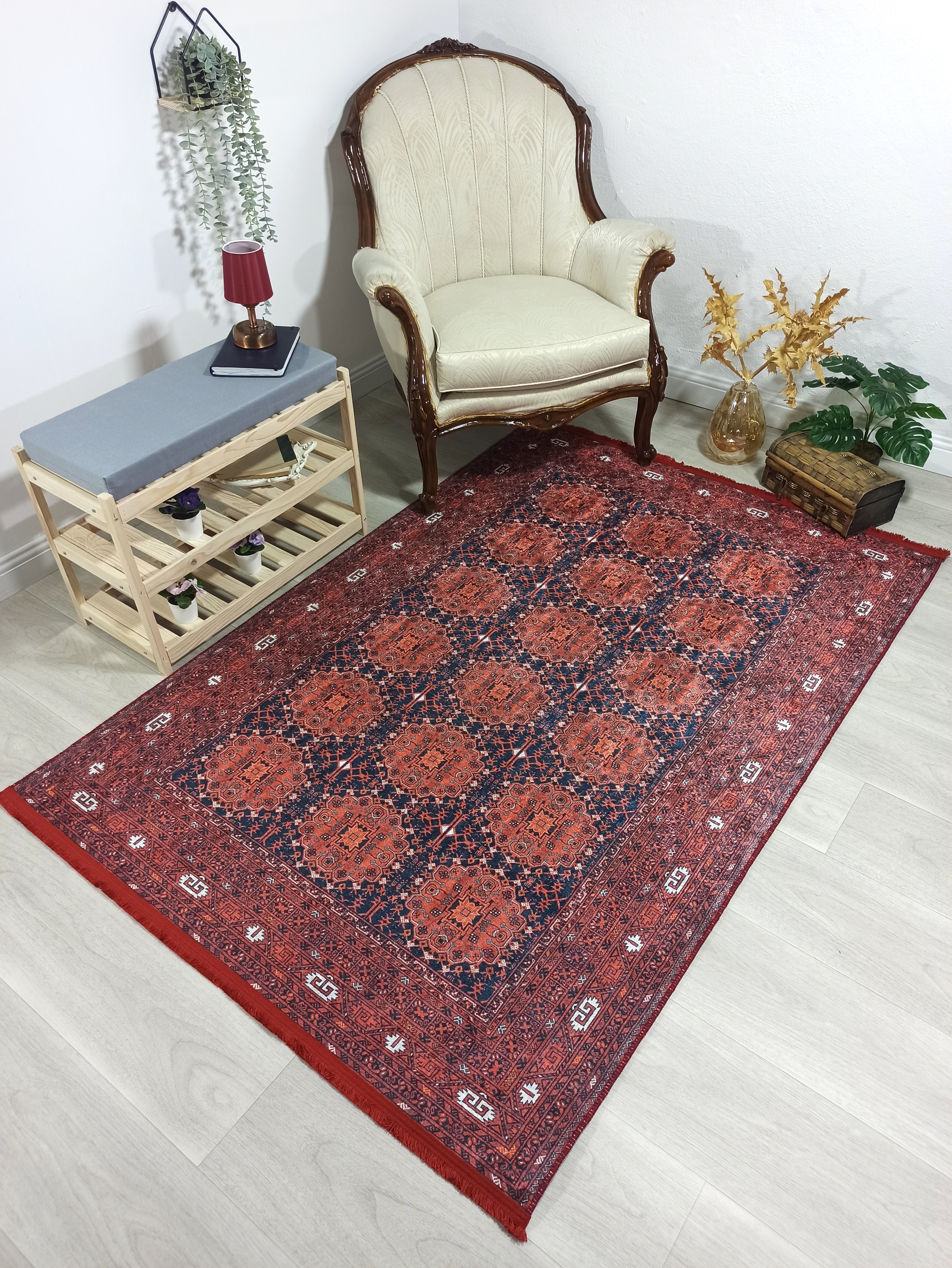 İran Kırmızı Geometrik Desenli Halı - Pera Halı