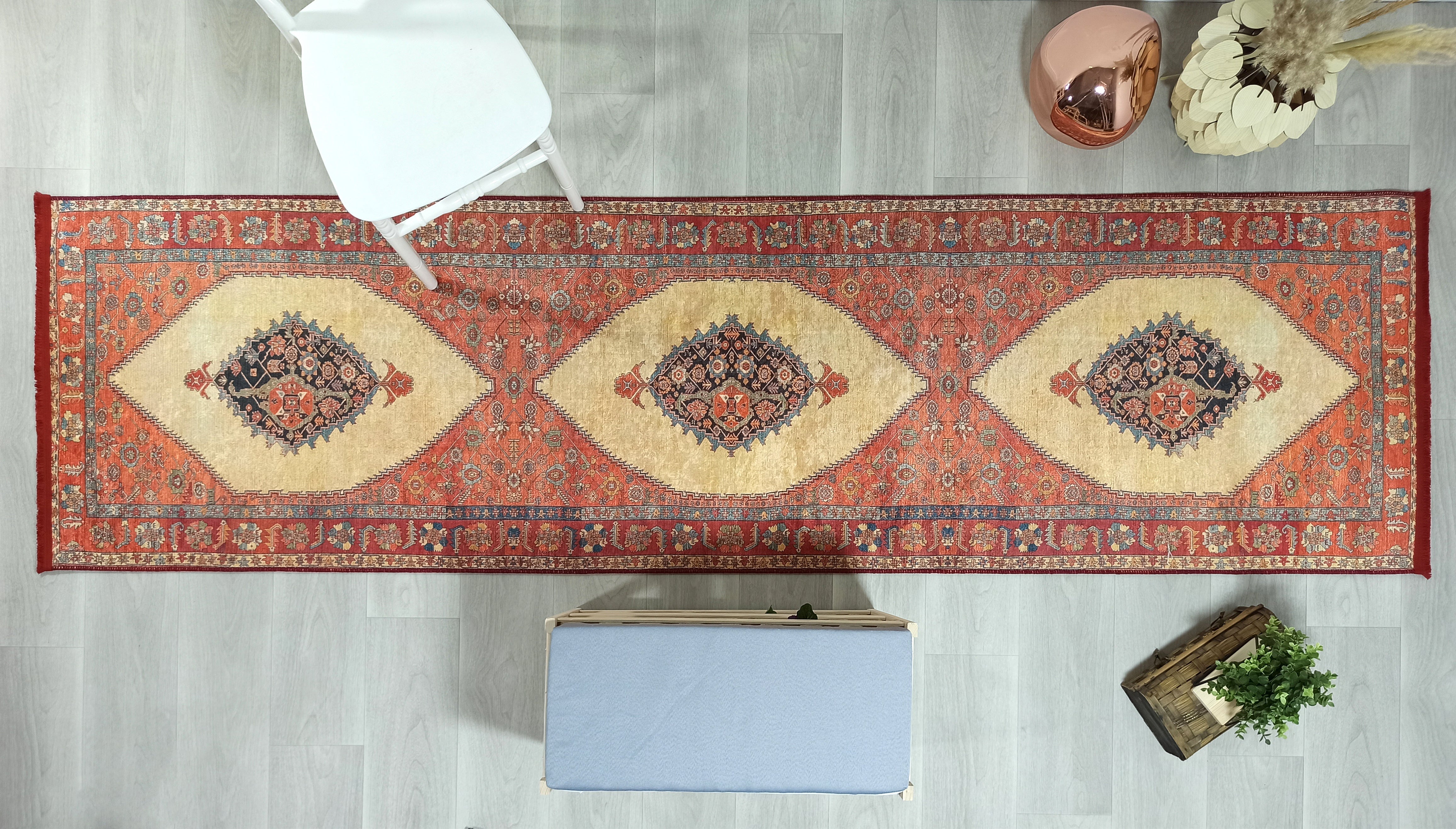 İran Turuncu Bej Vintage Halı - Pera Halı