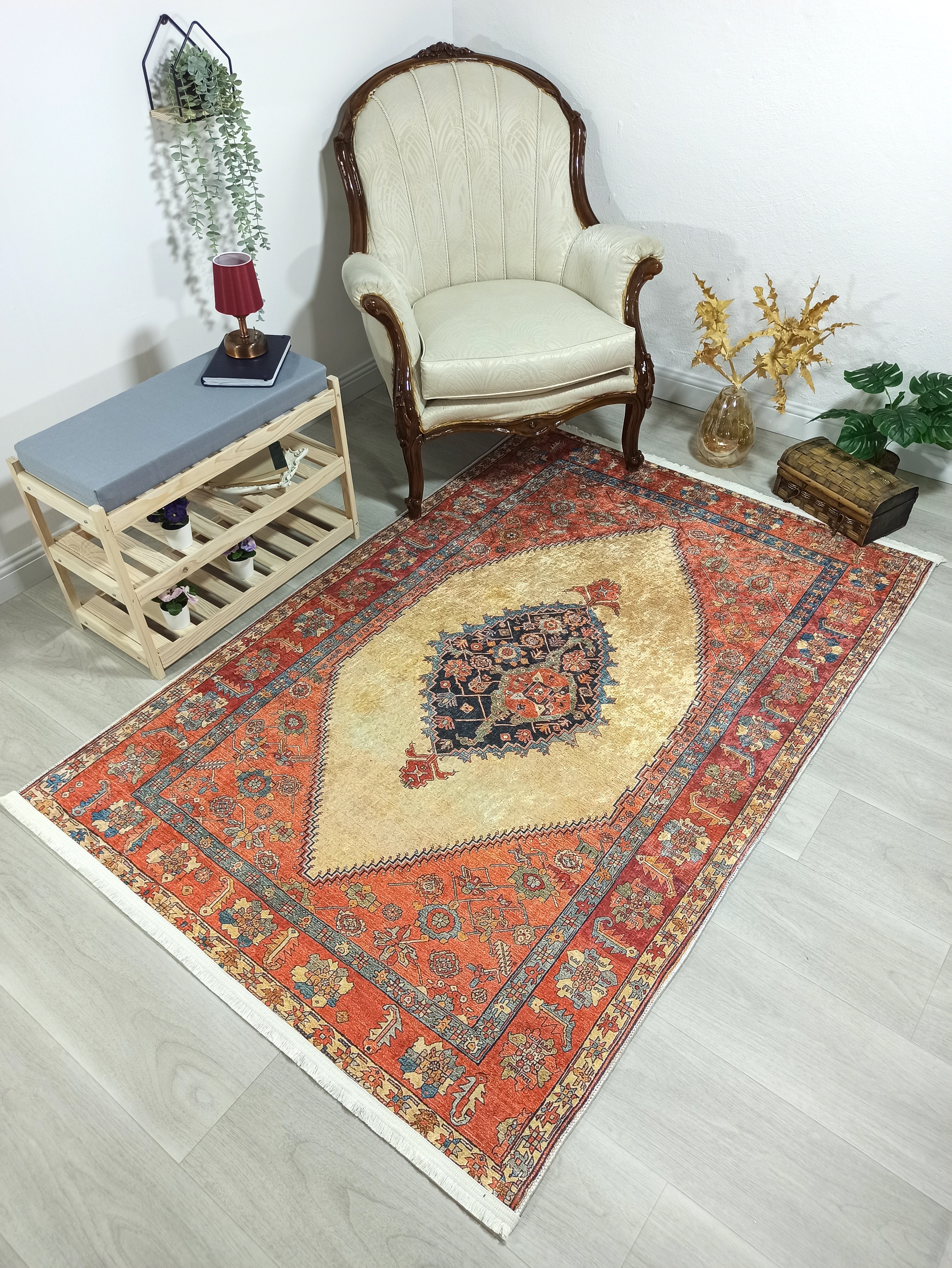 İran Turuncu Bej Vintage Halı - Pera Halı