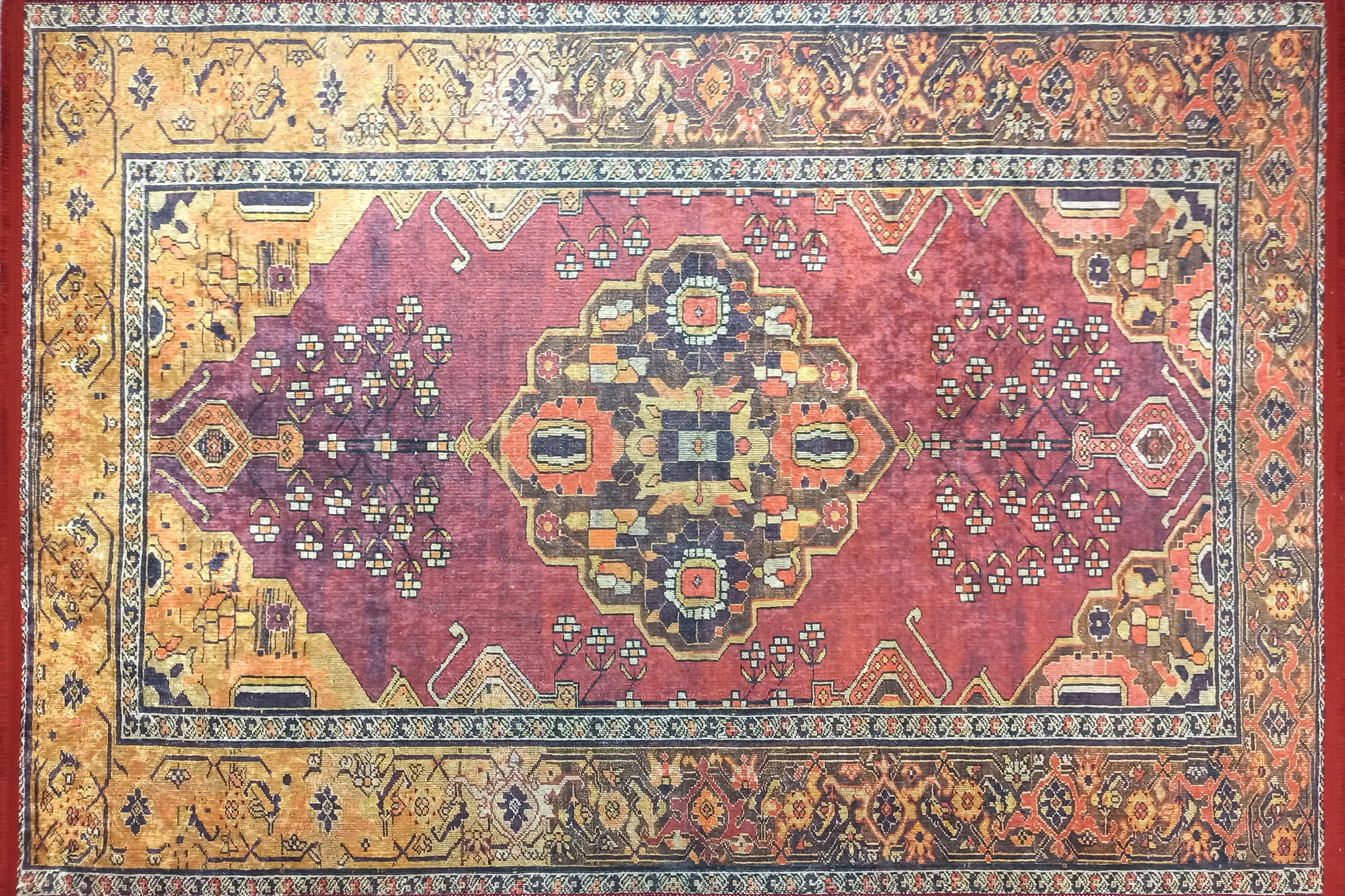 Uşak Koyu Kırmızı Bej Kilim Halı - Pera Halı
