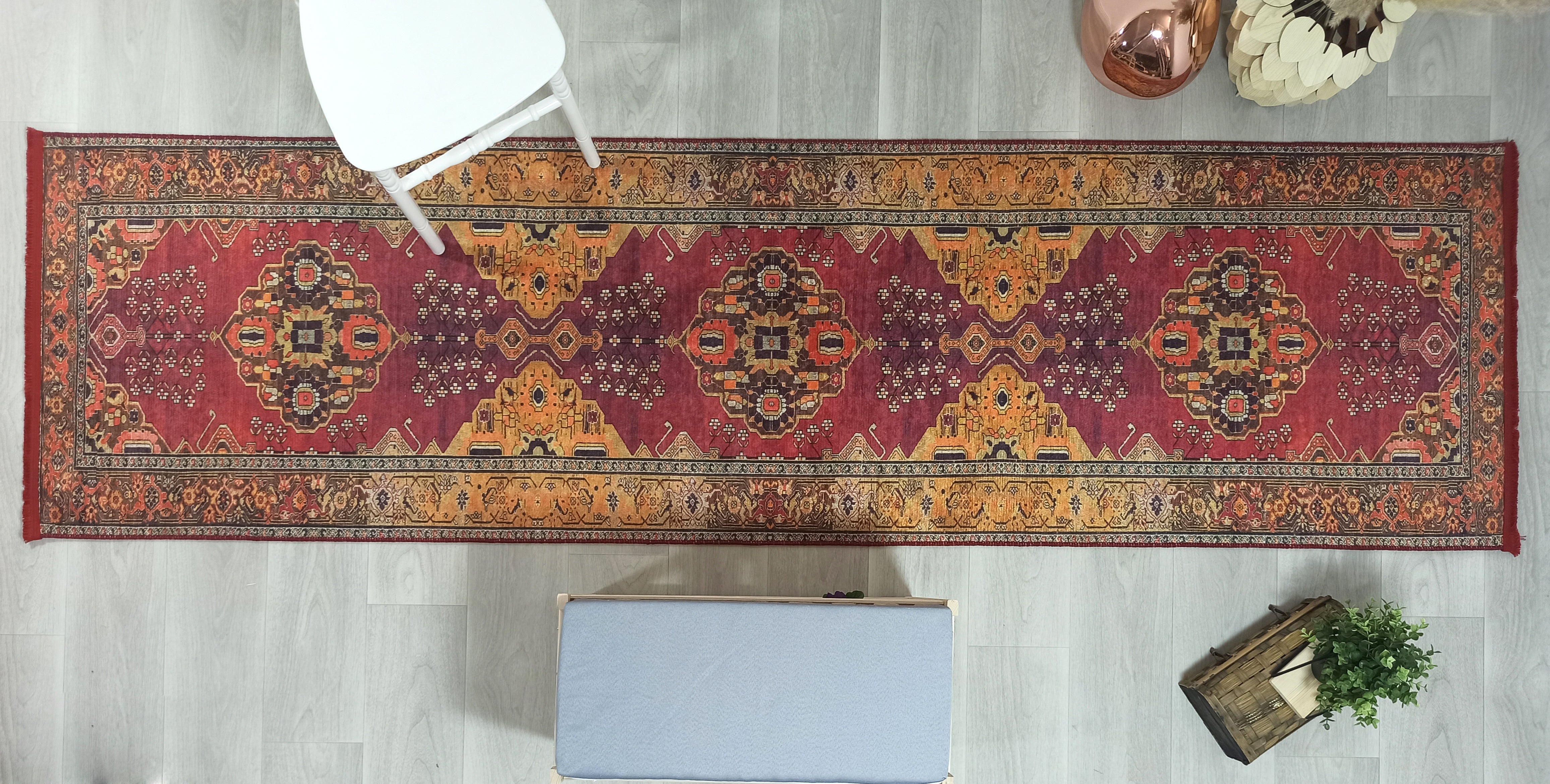 Uşak Koyu Kırmızı Bej Kilim Halı - Pera Halı