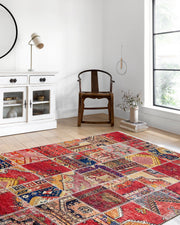 Kırmızı Patchwork Desenli Halı - Pera Halı
